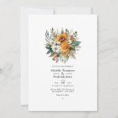 Invitation Tawny Brown et Pine vert Mariage de automne floral (Devant)