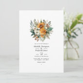 Invitation Tawny Brown et Pine vert Mariage de automne floral (Debout devant)