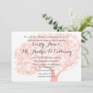 Invitation Tawny Peach et Flame Coral Forest Mariage