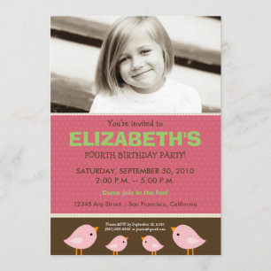 Invitation {TBA} Anniversaire rose de la petite fille aux ois