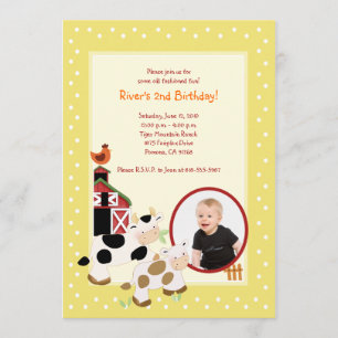 Invitation {TBA} Moo Cow Farm Barnyard *PHOTO* Anniversaire