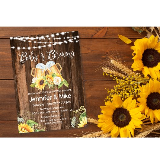 Invitation Tchao et bières Shower rustique pour couples