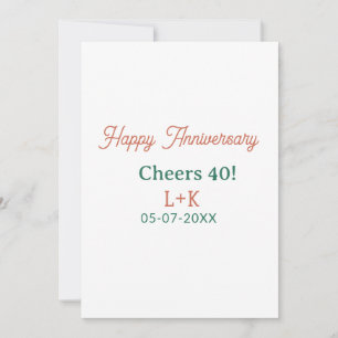 Invitation Tchin 40 joyeux anniversaire orange vert nom date