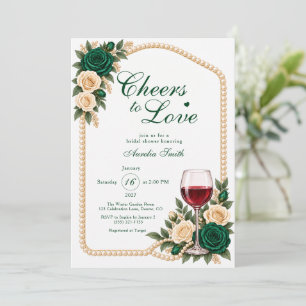 Invitation Tchin-tchin à l'amour Vert émeraude Baby Shower