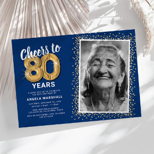 Invitation Tchin tchin pour quatre-vingts ans Photo d'anniver