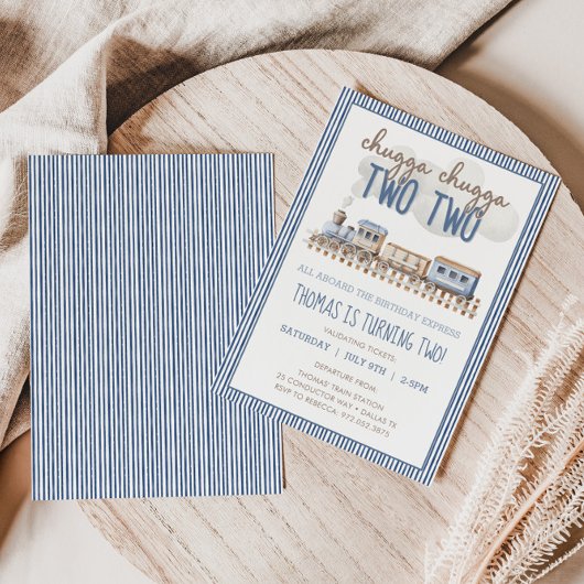 Invitation TCHOU TCHOU Deux Deux 2e Train d'anniversaire Anni