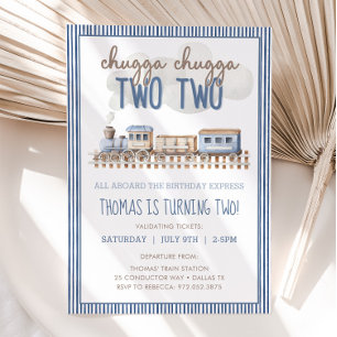 Invitation TCHOU TCHOU Deux Deux 2e Train d'anniversaire Anni