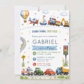 Invitation Tchou tchou, Tchou tchou ! Anniversaire de transpo (Devant)