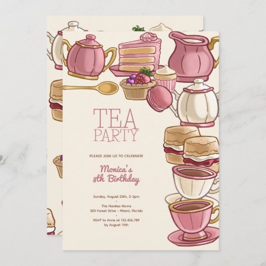 Invitation Tea anniversaire (Devant / Derrière)