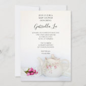 Invitation Tea avec Baby shower rose Roses (Devant)