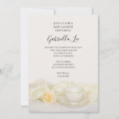 Invitation Tea Cup avec Baby shower Floral Rose Blanche (Devant)
