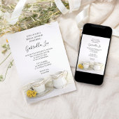 Invitation Tea Cup avec Fête des mariées de marguerites jaune