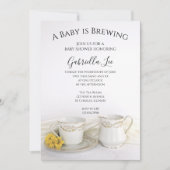 Invitation Tea Cup avec marguerites jaunes Bébé brasse Douche (Devant)