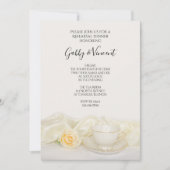 Invitation Tea Cup avec Rose Blanche Mariage Dîner de répétit (Devant)