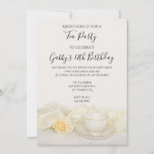 Invitation Tea Cup et White Rose Anniversaire (Devant)