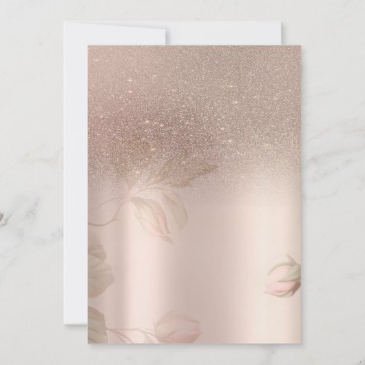 Invitation Tea Cup Flowers Parties scintillant Rose Gold Retr (Dos)