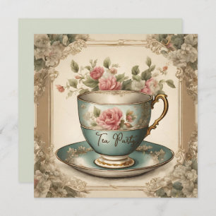 Invitation Tea Cup vintage Floral Fête des mariées Tea Party