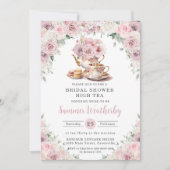 Invitation Tea de Fête des mariées florale blanc rose roux (Devant)