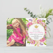 Invitation Tea for Two, Girl 2e anniversaire photo florale (Debout devant)