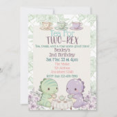 Invitation Tea for Two-Rex Pastel Dinosaur 2nd Birthday (Devant)