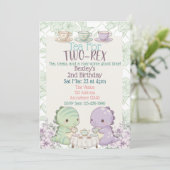 Invitation Tea for Two-Rex Pastel Dinosaur 2nd Birthday (Debout devant)