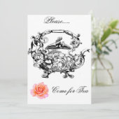 INVITATION TEA HEURE SOCIAL INVITATION-ANTIQUE THÉ POT & ROSE (Debout devant)
