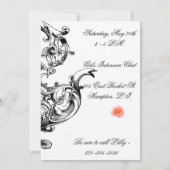 INVITATION TEA HEURE SOCIAL INVITATION-ANTIQUE THÉ POT & ROSE (Dos)