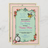 Invitation Tea Party 18e anniversaire Alice au pays des merve (Devant / Derrière)