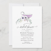 Invitation Tea Party à Fête des mariées florale violet poussi (Devant)