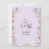 Invitation Tea Party à Fête des mariées florale violet rose v (Dos)