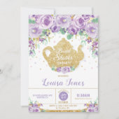 Invitation Tea Party à la Fête de l'mariée florale violette (Devant)