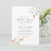 Invitation Tea Party à la Fête des mariées florale sauvage (Debout devant)