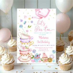 Invitation Tea Party à la florale rose Faisons par-tea Annive