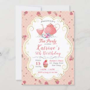 Invitation Tea Party Anniversaire. Baby shower Tea Party