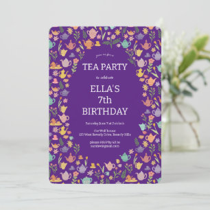 Invitation Tea Party Anniversaire Cute Photo personnalisée