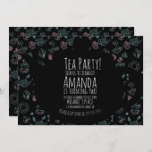 Invitation Tea Party Anniversaire Doodle Arrière - plan Invit (Devant / Derrière)