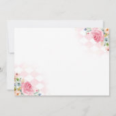 Invitation Tea Party Anniversaire Fille Rose & Or Floral Par  (Dos)