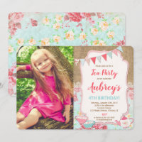 Tea party anniversaire photo shabby chic burlap gi