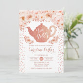 Invitation Tea Party Anniversaire - Rose Gold White (Debout devant)