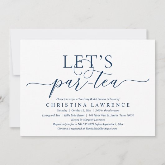 Invitation Tea Party après-midi, Mariée à être, Fête des mari (Devant)