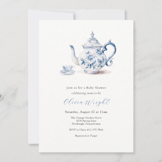 Invitation Tea Party baby shower (Devant)