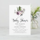 Invitation Tea Party Baby shower à velours profond (Debout devant)