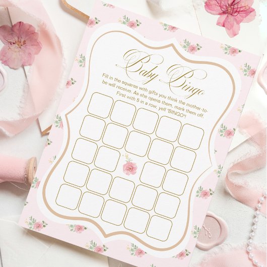 Invitation Tea Party Baby shower Bingo Game Card