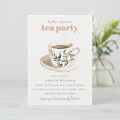 Invitation Tea Party Baby shower de la Coupe de Thé Floral Cl (Debout devant)