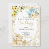 Invitation Tea Party Baby shower Genre Neutre Bébé Brassage (Devant)