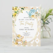 Invitation Tea Party Baby shower Genre Neutre Bébé Brassage (Debout devant)