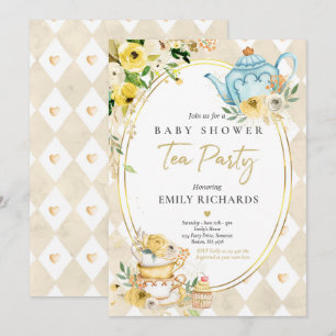 Invitation Tea Party Baby shower Genre Neutre Bébé Brassage
