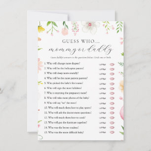 Invitation Tea Party Baby shower maman ou papa Game Card