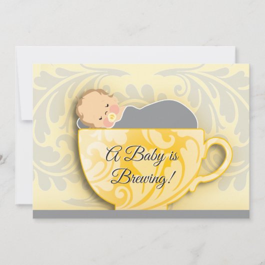 Invitation Tea Party Baby shower | Neutre entre les sexes (Devant)