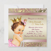 Invitation Tea Party Baby shower rose et Gold Pearl (Dos)